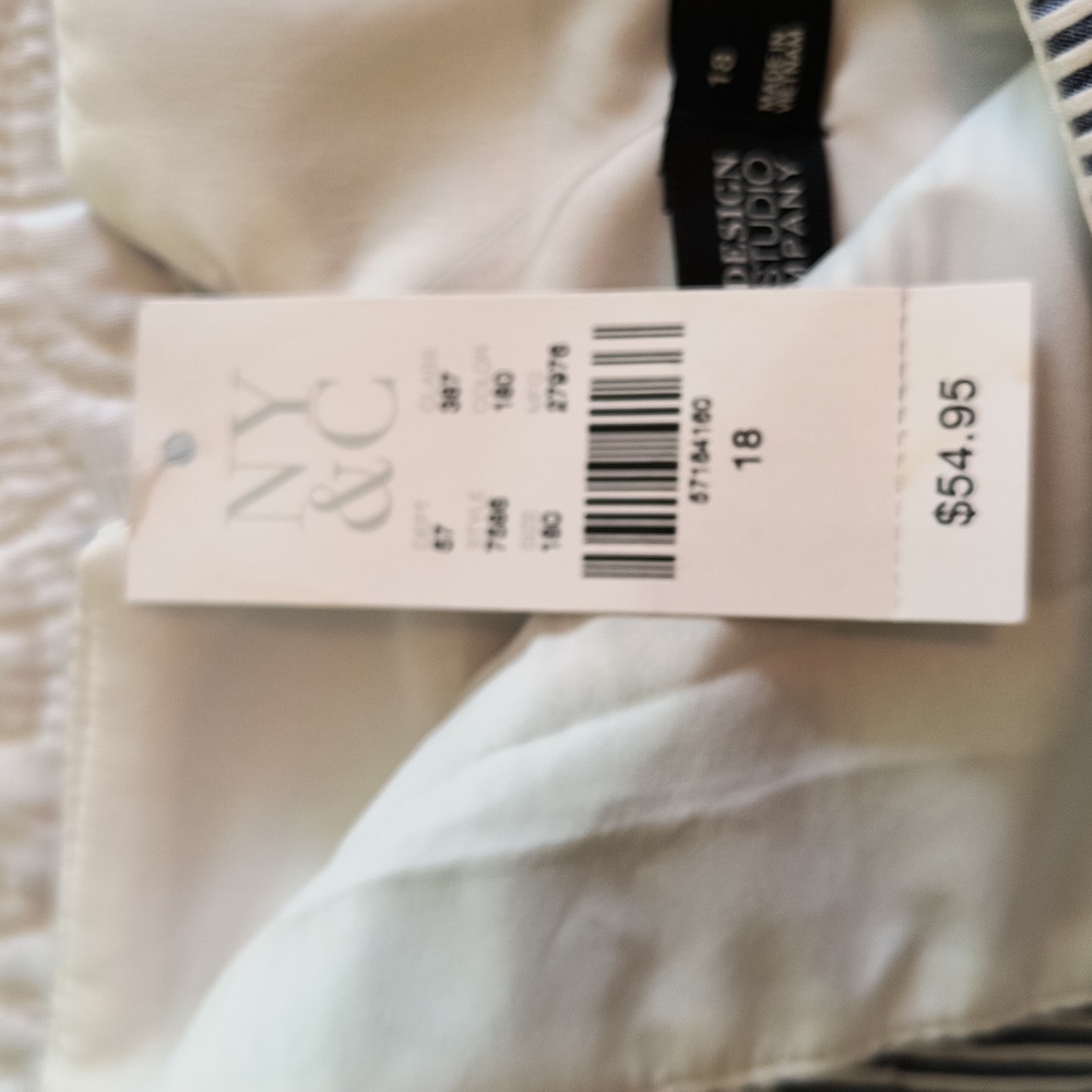 New York & Co Pencil Skirt Wmn's 18 Blue White Striped Seersucker Nautical - Picture 5 of 16